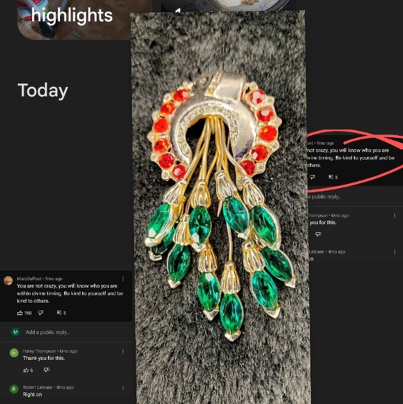 Retro Style Emerald Rhinestone Vintage Pin - Picture 6 of 7